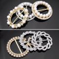 【HOT】 Luxury Crystal Pearl Circle Round Brooches Clothing Corner Hem Waist Buckles Scarf Buckle For T-Shirt Party Jewelry Accessories. 