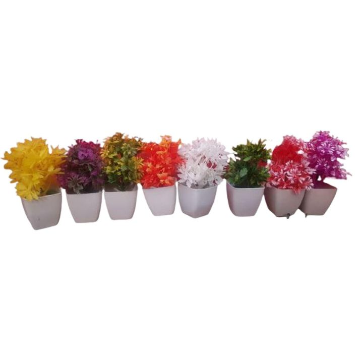 Pack of 7 Mini Plants Artificial Plants Decoration Piece with Pot | Mini Planters Bonsai Artificial Plants for Home Decor | Decorative Plants Artificial Flowers with Pot
