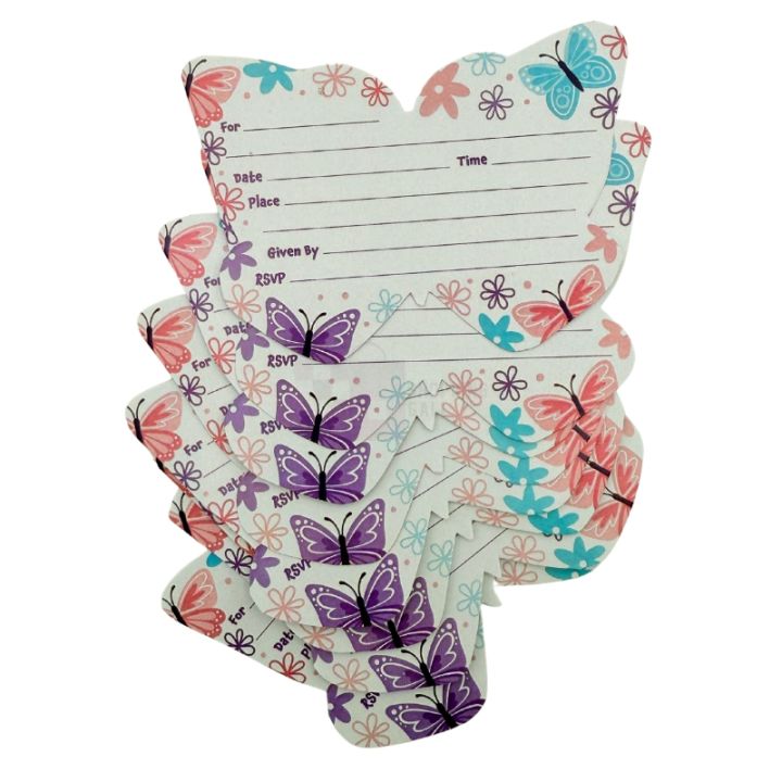 Butterfly Invitation Cards - 4 Inch By 3 Inch - Invitation Cards - Butterfly Theme - Multicolors - Unisex - Pack Of 8