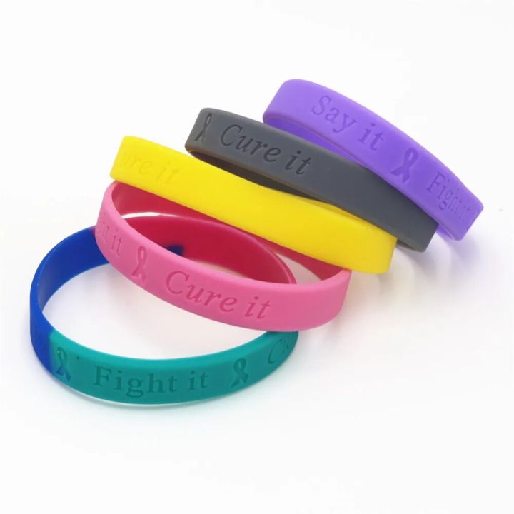 1PC Breast Cancer Awareness Silicone Wristband With Saying Say it Fight it and Cure it Silicone Bracelets Bangles Gifts SH139