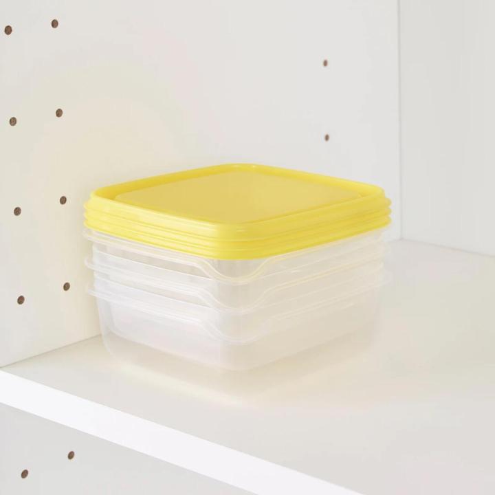 Food container – Set of 3 - transparent / yellow / Blue - PRUTA IKEA - Serving Salad Bowl, BPA-FREE Clear Microwave Safe, Bowls Locking Lid - Rice Container Set Storage Dispenser