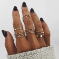 Simple 6 pecs Gold Creative Girls Rings Finger Nail Ring Sterling Personality Nail Art Jewelry Gift. 