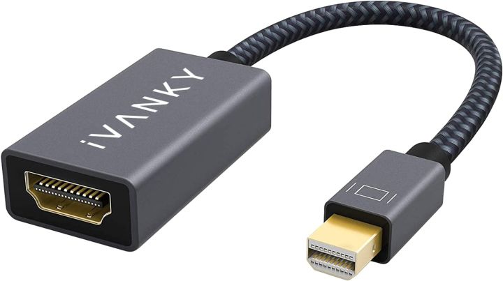 IVANKY Mini DisplayPort to HDMI Adapter, Mini DP(Thunderbolt) to HDMI Adapter, Gold-Plated Braided, Compatible with MacBook Air, Pro, Microsoft Surface Pro, Dock, Monitor, Projector and More