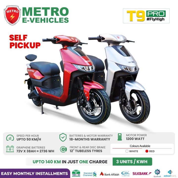 METRO T9 PRO Electric Scooter E-bike - Red / Silver Gray