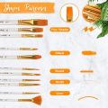 Giorgione Paint Brush Set of 12 Mix Brushes,Nylon Hair Brushes for Oil Watercolor Painting, Face Body Model Paint, Nail Art, Miniature Detailing & Rock Painting. 