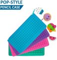 Silicone Pencil Box Attached to a Scented Character Pen Case Pencil Bag, Storage Pouch - Blue. 
