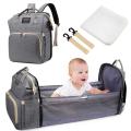 2in1 Multifunctional Diaper Bag Backpack Travel Portable Large Capacity Shoulder Mommy Folding Crib Bags Waterproof Stylish Pack. 