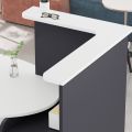 Reception Desk with Counter Drawers & Storage Shelves, Oval-Shaped Reception Counter Table for Salon Reception Room Checkout Office Entryway Welcome table Reception Desk(Customized). 