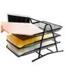 Heavy Duty Metal 3 Tier Desktop Document Letter Tray, Black. 