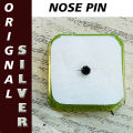 Pure Silver Nosepin with Black Stone for Girls , Original Chandi Ka Koka , Nak da Koka with single Stone.. 