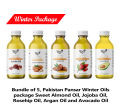 Bundle of 5, Pakistan Pansar Winter Oils package Sweet Almond Oil, Jojoba Oil, Rosehip Oil, Argan Oil and Avocado Oil. 