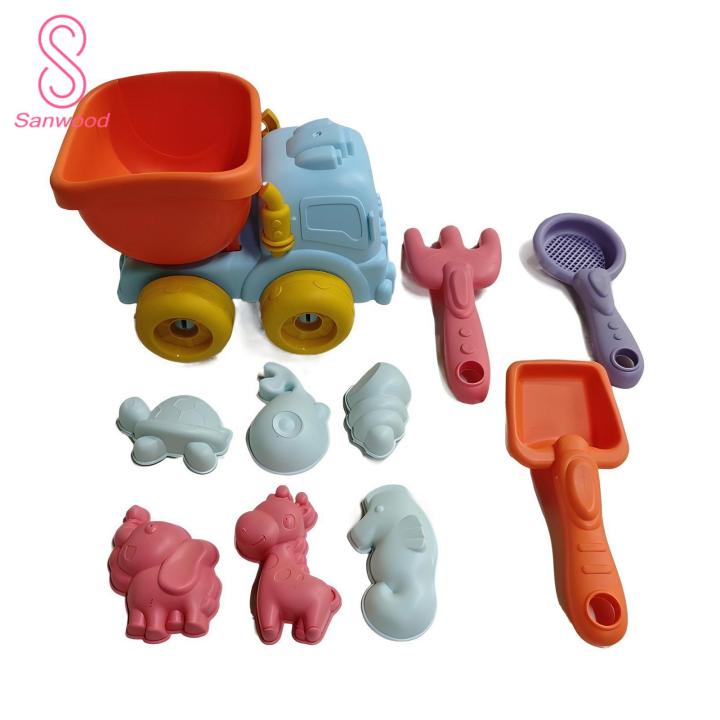 Beach Dump Truck Toy 10pcs Kids Beach Sand Toy Set with Dump Truck Animal Molds Outdoor Digging Tools for Boys Girls Perfect Gift for Toddlers in Asia Kids Sand Toy Set