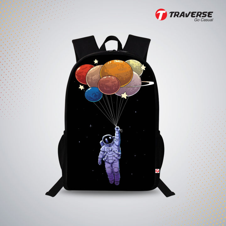 Traverse  Astronaut planet balloons Bags For Boys & Girls. Digitally printed on Fabric with latest technology. Dual Compartment large backpack Bags hand bag for girls bags for girls