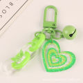 Fashion Creative Love Shaped Bell Car Keychain For Women Girls Cute Acrylic Chain Accessories Couples Bags Pendant Accessories. 