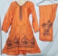 Stylish Embroidery Stitched Frock 2 Pieces Linen Dress For Girls. 