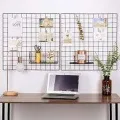 DIY Metal Grid Photo Wall,Multifunction Wall Mounted Ins Mesh Display Panel,Wall Art Display Organizer,Memo Board, with Hook. 