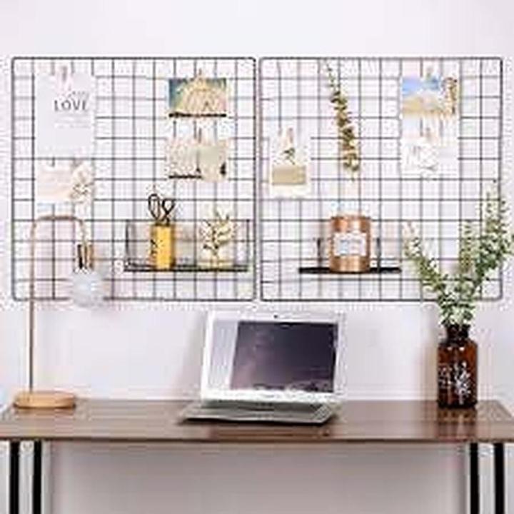 Wire Wall Grid Panel, Multifunction Painted Photo Hanging Display and Wall Storage Organizer, Pack of 2