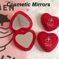 Korean Cute Heart Shaped Mini Makeup Mirror Compact Pocket Mirror Portable Double-Sided Folding Cosmetic Mirror Women Gifts. 