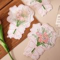 5PCS Handwriting Floral Greeting Cards Blessing Folding Flower Thank You Cards Flower Blossom Happy Birthday Cards Birthday. 
