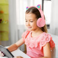 Wireless headphones cat ear with mic Bluetooth cool glow light stereo bass helmets kids Gamer Girl gifts. 