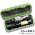 Mini USB Rechargeable Flashlight Torch Zoom Lamp, High Quality Torch Light, Bright Light Function. 