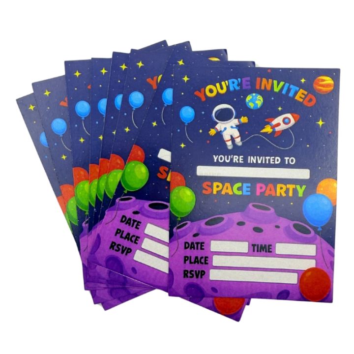 Cosmic Space Invitation Cards - 4 Inch By 3 Inch - Invitation Cards - Space Theme - Multicolor - Unisex - Pack Of 8