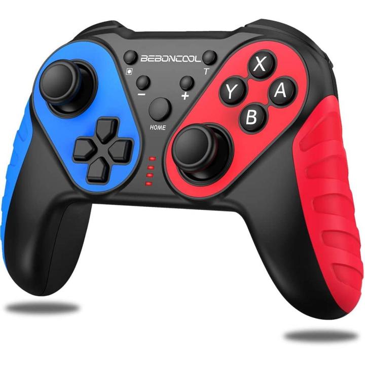 Switch Controller, BEBONCOOL Switch Compatible, Switch Pro Controller, Wireless, HD Vibration, Small 6-Axis Gyro Sensor, TURBO Continuous Shooting Function, (Red/Blue)