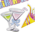Foam Board Cake Topper Collection, Cartoons Character Sticker Cakes Topper, Happy Birthday Baby Boy & Baby Girl Announcement Best Wishes Foamboard Stickers Cup Cake Toppers Sponge Cake Decoration Foaming Sheet Wooden Top, Parties Decor Supplies Materials. 