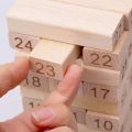 54 Pieces Wooden Jenga Tower Building Blocks Game  Wooden Stacking Blocks Game with Numbers and Dice Game. 