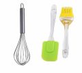 Silicon Spatula and Brush Set for Non Stick Cooking Oiling and Baking - Multicolor. 