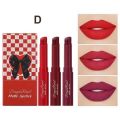3pcs/set Bowknot Lipstick Set Pen 3 Color Matte Velvet Lip Gloss Kit Long Lasting Waterproof Pink Lip Stick Nude Red Lips Makeup. 