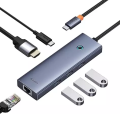 Baseus UltraJoy Series 6-Port HUB Docking Station Space Grey（Type-C to HDMI4K@30Hz*1+USB 3.0*3+PD*1+RJ45*1 - Baseus Hub - Type c to hdmi | BAseus Type c to hdmi + pd  + LAN + USB + SD Card | BAseus Type C hub | Baseus  6in1 Hub | Baseus | baseus hub |. 