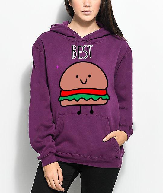 BURGER BEST Purple Fleece Winter High Quality Hoodie For Women