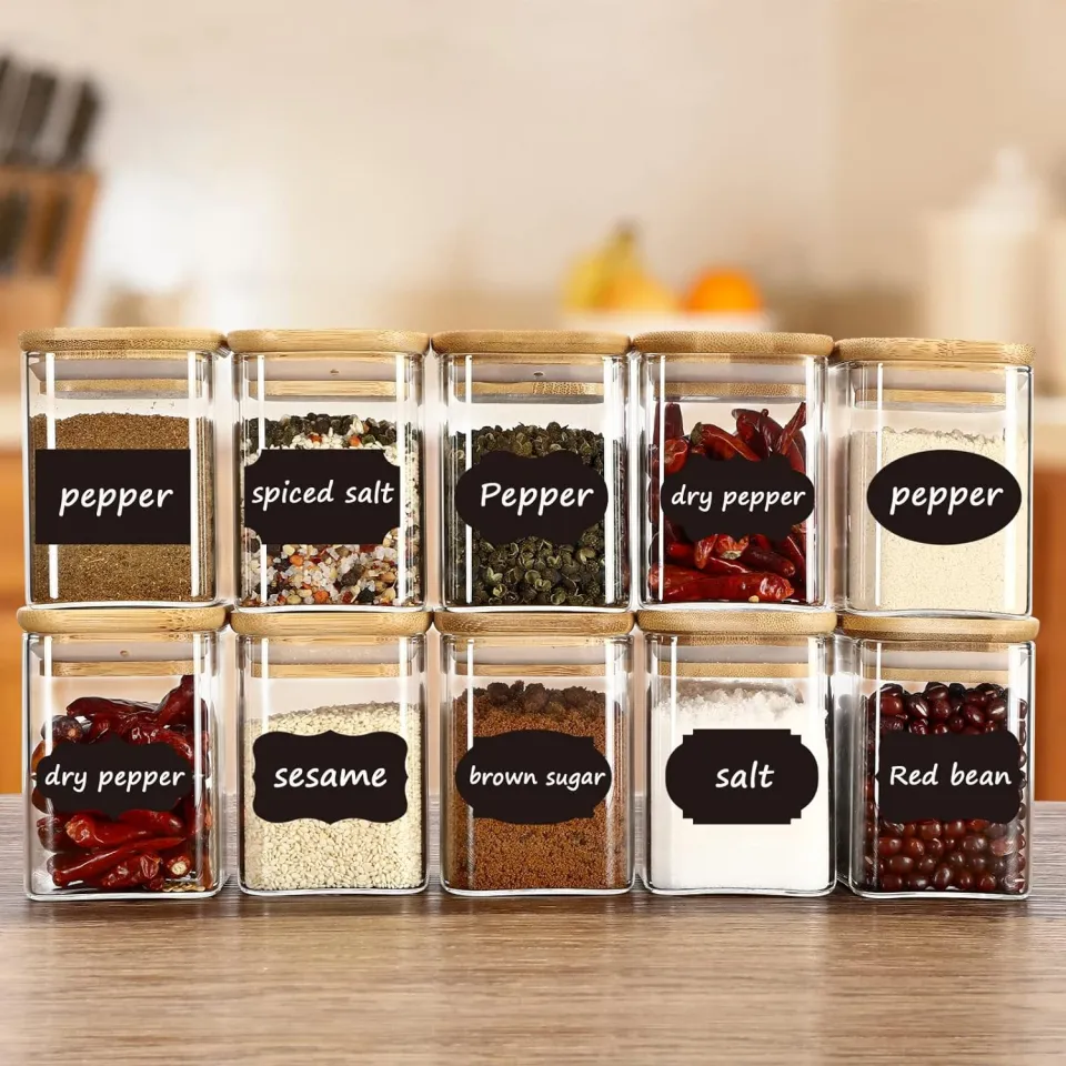 Set of 10 Glass Jars 200ml Small Square Glass Jars with Lid, Glass