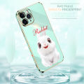(Free Lanyard ) For Infinix Note 8 Back Cover Luxury 6D Plating Mascot Rabbit Side Pattern Soft Silicone Square Mobile Phone Case. 