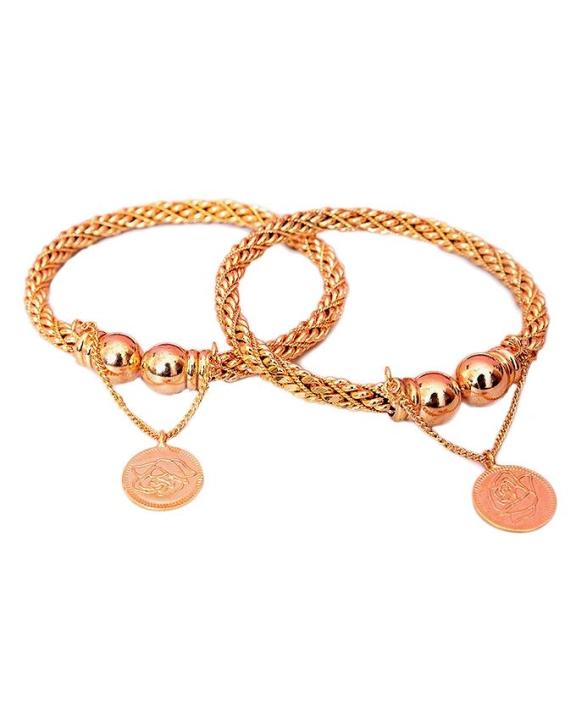 SET of Eight, two pound kara & six gold plated bangles with gift box