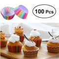 Kitchen Baking 100 Pcs Rainbow Paper Cake Cup Muffin Party Tray Bakeware Stands Cupcake Cases Liners Wedding Party 12CM. 