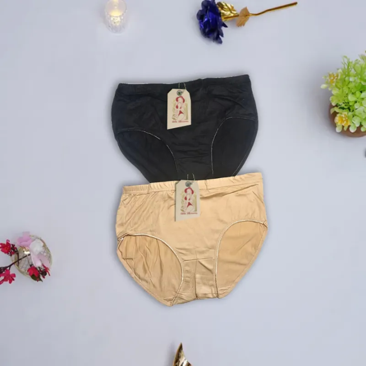 Bela Blossoms Pack of 2 Black and Skin Malai Marvel Masterpiece High Quality Women Underwear - panties - Best Panties For Ladies