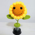 Green forest Car Ornament Vivid Crochet Smiley Shaking Sun Flowers Decoration. 
