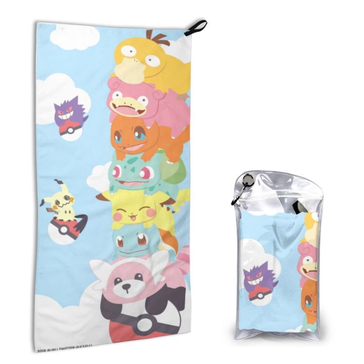 【In stock】 Pokemon Pikachu Microfiber Beach Towel Print Quick Dry Towel 16x31.5in Pefect for Adults, Travel, Gym, Camping, Pool, Yoga, Outdoor and Picnic