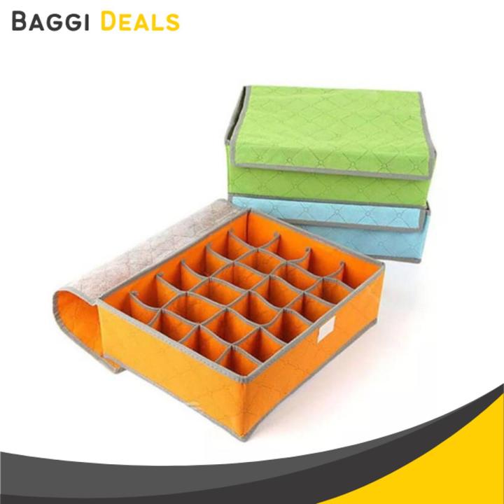 Foldable Fabric 24 Grid Clothes Organizer Clothes Scarf Socks Organize Home Storage Box