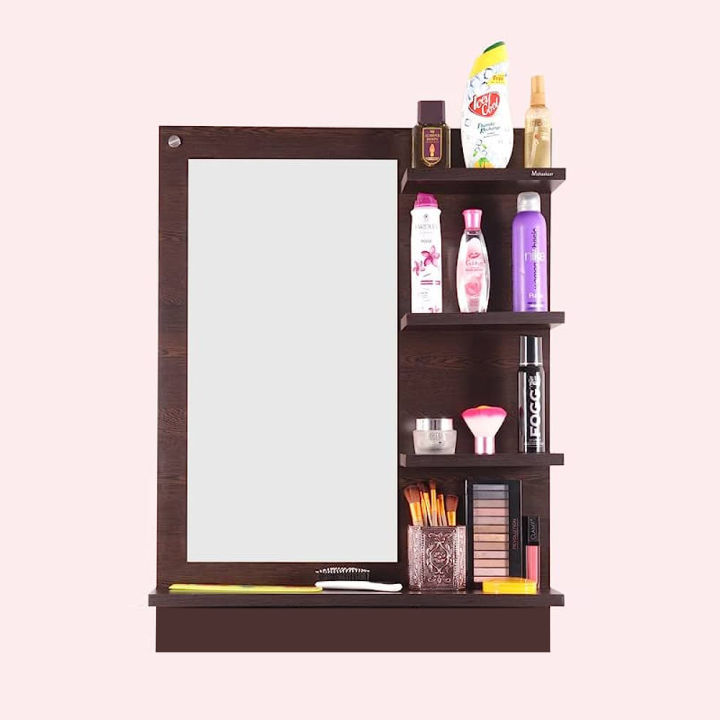 New dressing table wall mirror with shelf modern space saver dressing mirror table