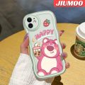 JIUMOO For Realme C31 Case Cartoon Happy Milk Tea Bear Colorful Lovely Cream Wave Border Soft Clear Shockproof Phone Cases Creative Camera Transparent Casing Simple Silicone Protective Cover. 