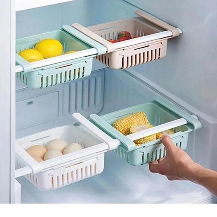Adjustable & Stretchable Storage Fridge Tray. Space Saver Plastic ...