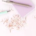 80pcs/set Plastic Transparent Rose Gold Push Pins Thumb Thumbtack Board Pins Drawing Photo Wall Studs Office School Supplies. 