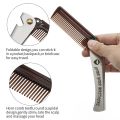 1 Pcs Men Folding Pocket Comb Knife Shape PP Teeth Detangling Hair Beard Comb Metal Handle Foldable Combing Facial Mustache Comb. 