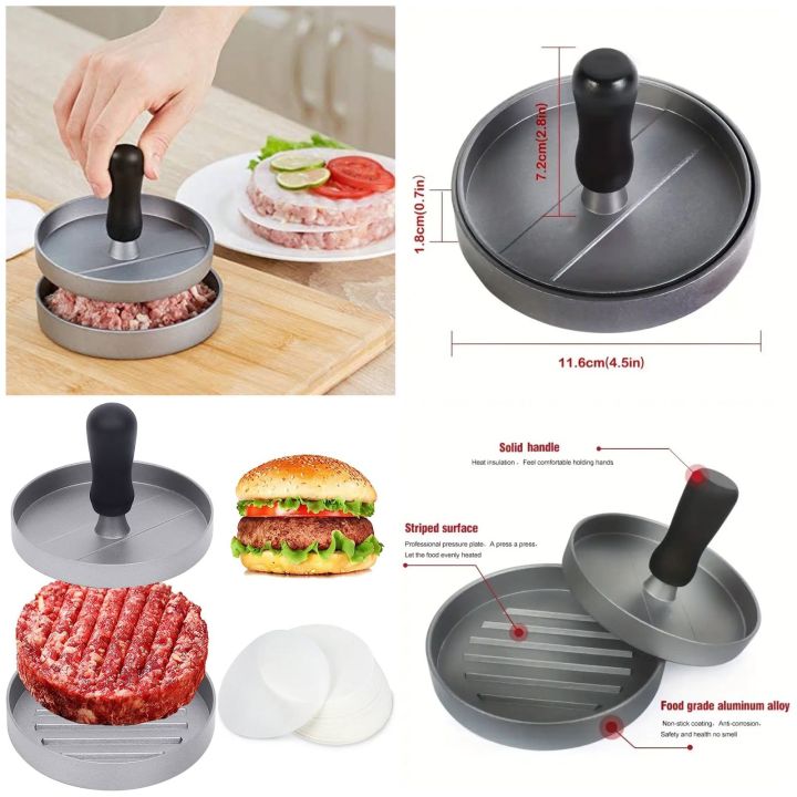 MEGON Burger Press + 150pcs Non-Stick Wax Discs | Handmade Aluminium Patty Maker Quarter Pounder for Making Perfect Hamburger Patties Shop Easy