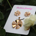 Crystal Flower-Shaped Locket with Earrings- Artificial Flower Jewelry Set for Girls and Women. 