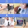 AGPTEK Microphone for PC with Mic Stand, 3.5 & USB Jack Gaming Mic Condenser Recording Microphone for Computer, PC ,Laptop, Podcasting, Streaming Singing YouTube Skype. 