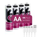 Uniross USB-C AA 1.5V 2400 mWh / 1500 mAh Rechargeable Battery (Pack 4). 